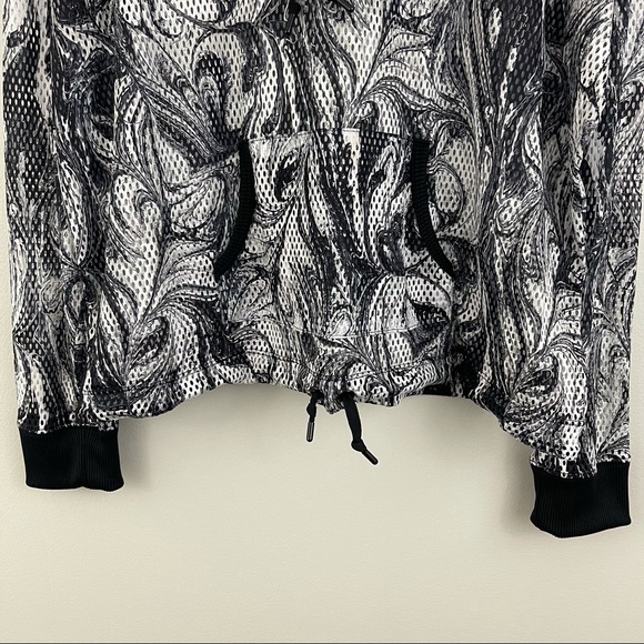 VICTORIA'S SECRET Black White Marble Swirl Mesh Sport Drawstring Hoodie - Picture 6 of 14